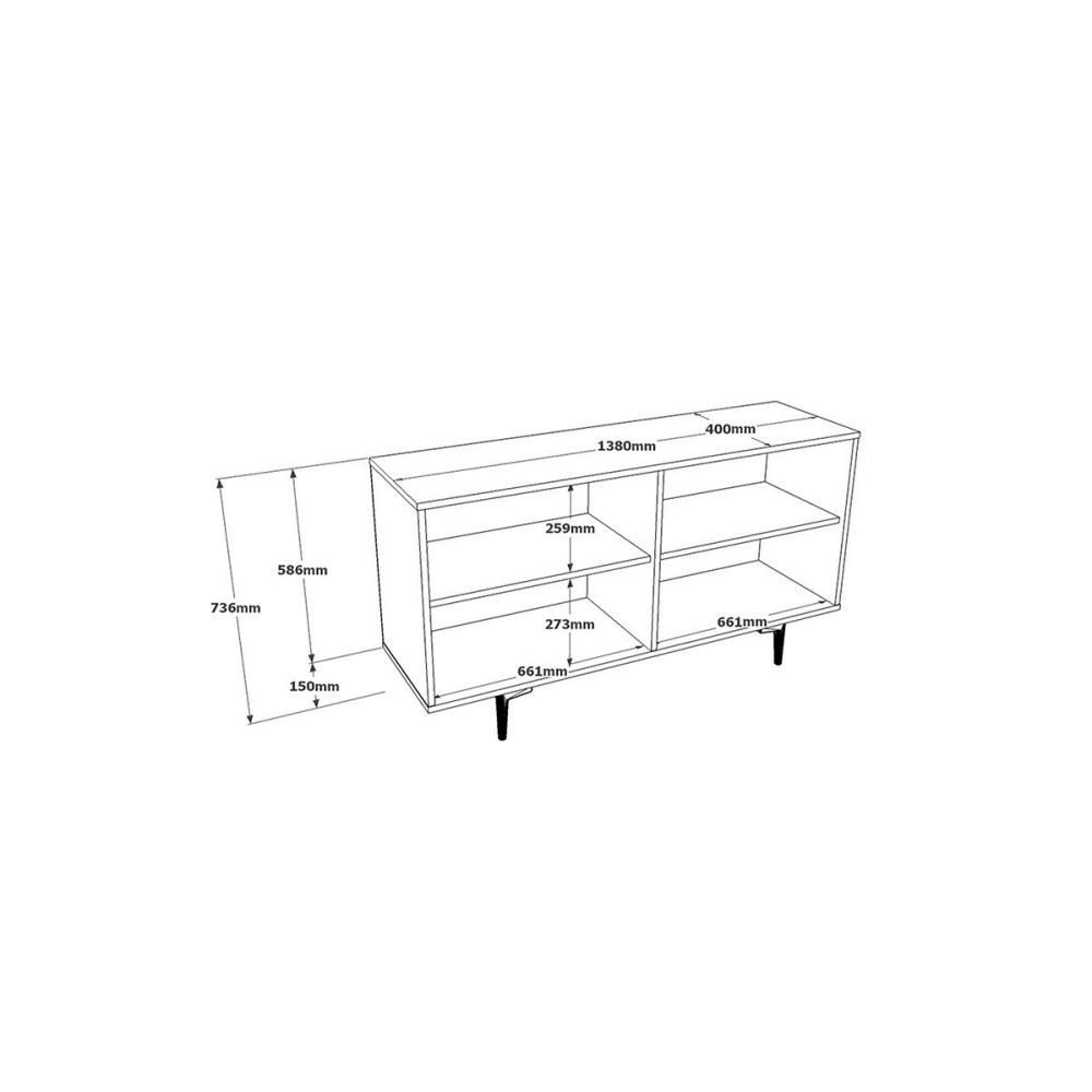 Aparador Moderno Color Cambria-Cemento con 4 Puertas - 130x40x70.6 cm - Amplio Almacenamiento para Salón o Comedor.
