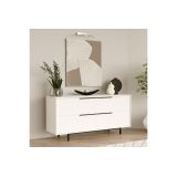 Buffet de Melamina en Color Blanco-Negro, 160x44.5x74 cm, Gran Resistencia para un Uso Duradero.