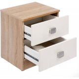 Conjunto dormitorio de Cabecero + 2 mesitas de noche color cambrian y blanco.