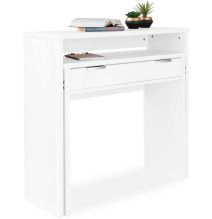 Mesa Escritorio Extensible, Consola Extensible,Color Blanco, Medidas: 90 cm (Largo) x 33-63,4 cm (Ancho) x 87,5 cm (Alto)