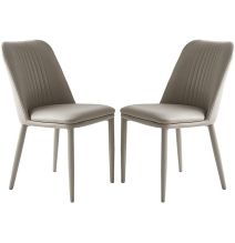 Pack 2 sillas tapizadas en Piel sintética Color Latte, Patas Metal, Medidas: Alto: 87cm Ancho: 50cm Profundidad: 53cm