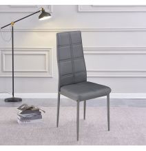 Pack de 6 Sillas Tapizadas para Salón y Comedor – Acabado Gris en Aluminio, Medidas: 38,5 cm x 40 cm x 97 cm