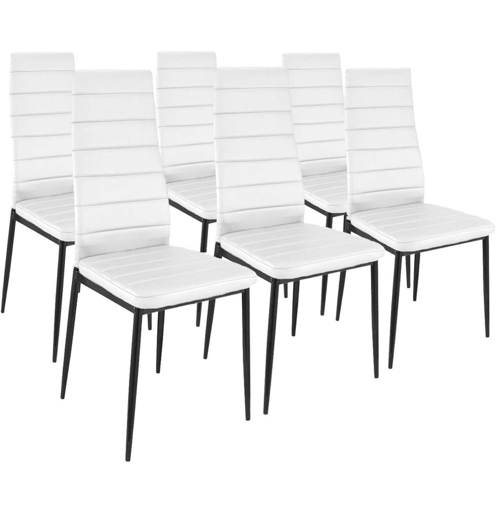 Pack de 6 Sillas Tapizadas para Salón, Color Blanco y Patas Negras. Medidas: 39,5 cm (Ancho) x 37,5 cm (Fondo) x 96 c