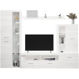 Mueble de Salón Moderno con Leds, Acabado en Andersen Pino, Medidas: 260 cm (Ancho) x 191 cm (Alto) 47,5 cm (Fondo)