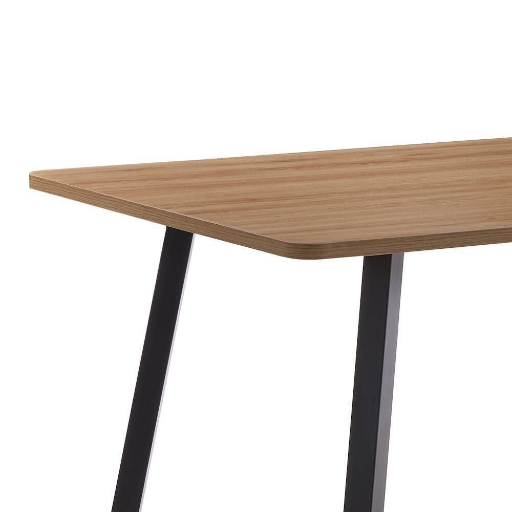 Mesa de Comedor Fija con Tapa de Melamina Color Roble y Estructura Metálica Negra Mate - Medidas 120x80x75 cm