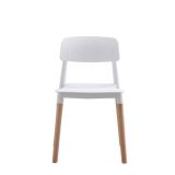 Pack de 4 Sillas Blancas con Patas de Madera de Haya, Asiento de Polipropileno,  Altura de 45 cm, Medidas Totales 42.5x48x76 cm