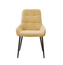 Pack de 4 Sillas Tapizadas en Tela Mostaza con Tratamiento Easy Clean, Asiento Reforzado Medidas 54x55x88 cm