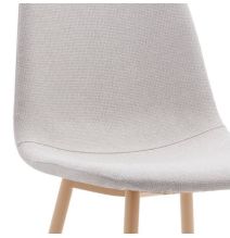 Pack de 4 Sillas con Estructura Tapizada en Tela Beige Claro, Patas Metálicas con Acabado Madera, Medidas 44x53x86 cm