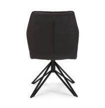 Pack de 2 Sillas con Respaldo y Asiento Tapizados en Tela Gris, Pata Metálica en Acabado Negro Mate, Medidas 62,5x52x93 cm