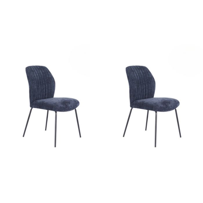 Pack de 2 Sillas Tapizadas en Tela Azul con Patas en Acabado Negro, Asiento y Respaldo Ergonómicos, Medidas 61x47x89 cm