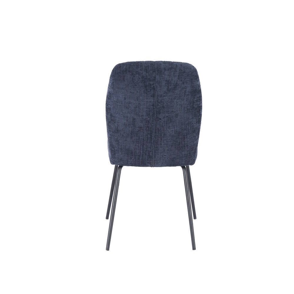 Pack de 2 Sillas Tapizadas en Tela Azul con Patas en Acabado Negro, Asiento y Respaldo Ergonómicos, Medidas 61x47x89 cm