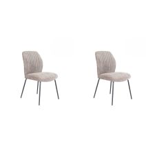 Pack de 2 Sillas Tapizadas en Tela Piedra con Patas en Acabado Negro, Asiento y Respaldo Ergonómicos, Medidas 61x47x89 cm