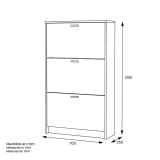 Zapatero Compacto Blanco – Mueble con 3 Puertas y Doble Profundidad | MDF con Acabado Melamina | 70 x 25 x 120 cm