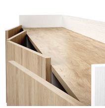 Aparador, Mueble Tv, Salón Comedor 4 Puertas, Armario Auxiliar Color Blanco y Roble, Medidas: 180x63x33,5 Cm