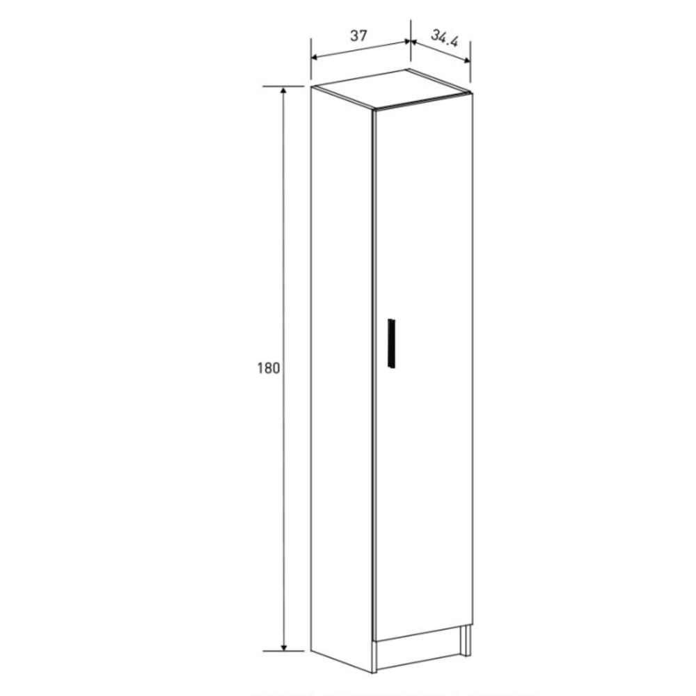 Mueble multiusos Armario Auxiliar Multiusos Color Beige – 1 Puerta, 4 Baldas, 37x180x35 cm – Madera Práctico y Funcional.