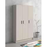 Mueble multiusos Armario auxiliar Color Beige – 3 Puertas, 4 Baldas y Espacio para Escoba Madera, Dimensiones 108x180x35 cm
