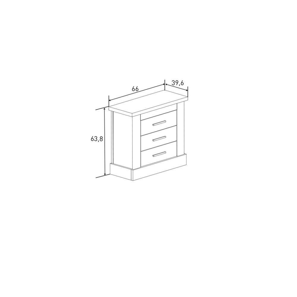 Pack de Muebles de Dormitorio Habitación con Cabecero, 2 Mesitas de Noche 3 Cajones y Cómoda en Color Mauvella Rayas