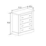Pack de Muebles de Dormitorio Habitación con Cabecero, 2 Mesitas de Noche 3 Cajones y Cómoda en Color Mauvella Rayas
