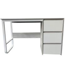 Escritorio Oficina 120 cm con 3 Cajones, Mesa de Ordenador Moderna, Tablero MDF y Melamina, Gris/Blanco, 120x48x74 cm